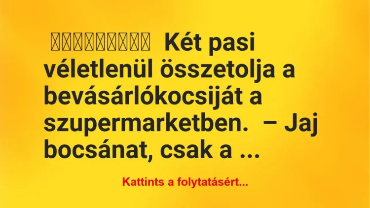 Két pasi véletlenül összetolja a bevásárlókocsiját a szupermarketben Két pasi véletlenül összetolja a bevásárlókocsiját a szupermarketben