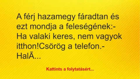 Vicc: A férj hazamegy fáradtan és ezt mondja a feleségének:

– Ha valaki…