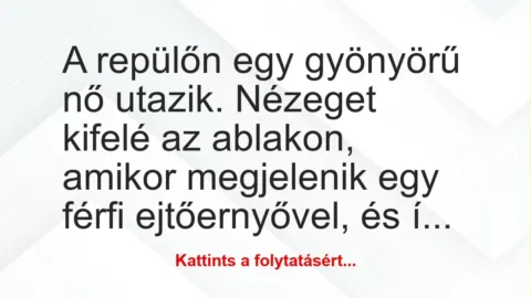 Vicc: A repülőn egy gyönyörű nő utazik. Nézeget kifelé az ablakon, amikor… Vicc: A repülőn egy gyönyörű nő utazik. Nézeget kifelé az ablakon, amikor…