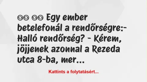 Vicc: 
		  
		  Egy ember betelefonál a rendőrségre:- Halló…