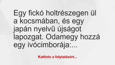 Vicc: Egy fickó holtrészegen ül a kocsmában, és egy japán nyelvű újságot… Vicc: Egy fickó holtrészegen ül a kocsmában, és egy japán nyelvű újságot…