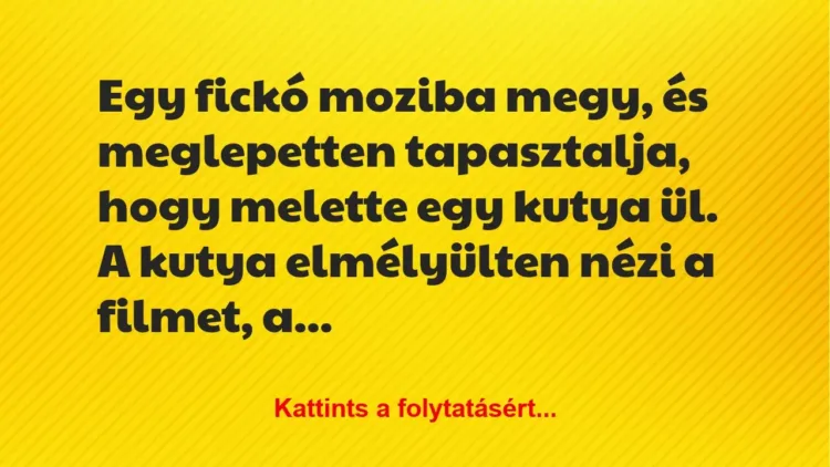 Vicc: Egy fickó moziba megy, és meglepetten tapasztalja, hogy melette egy… Vicc: Egy fickó moziba megy, és meglepetten tapasztalja, hogy melette egy…