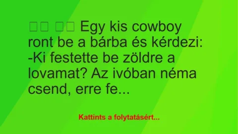 Vicc: 
		  
		  Egy kis cowboy ront be a bárba és kérdezi: -Ki…