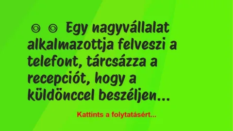 Vicc: 
	    	    Egy nagyvállalat alkalmazottja felveszi a telefont,…