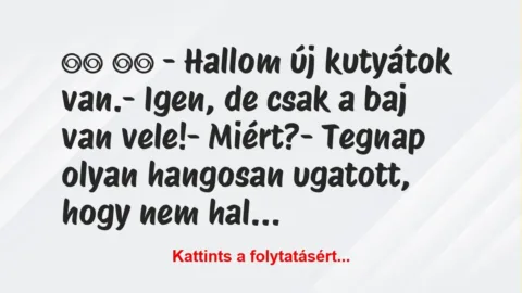 Vicc: 
		  
		  – Hallom új kutyátok van.- Igen, de csak a…