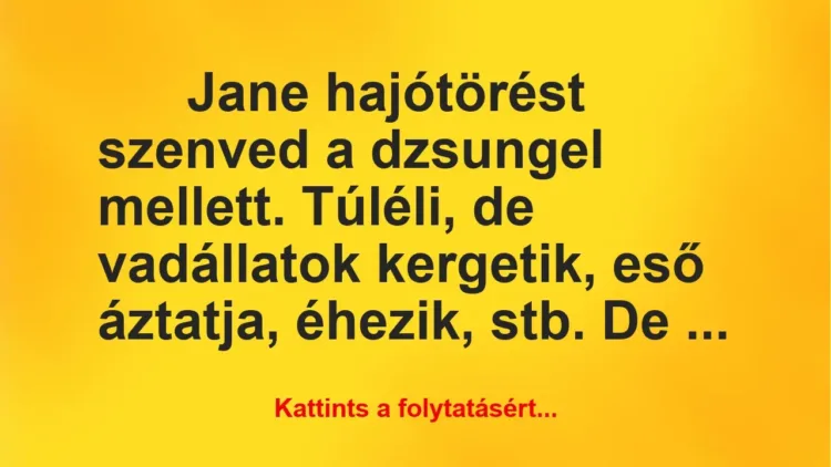 Vicc: Jane hajótörést szenved a dzsungel mellett Vicc: Jane hajótörést szenved a dzsungel mellett