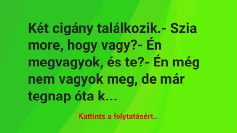 Vicc: Két cigány találkozik.
– Szia more, hogy vagy?
– Én… Vicc: Két cigány találkozik.
– Szia more, hogy vagy?
– Én…