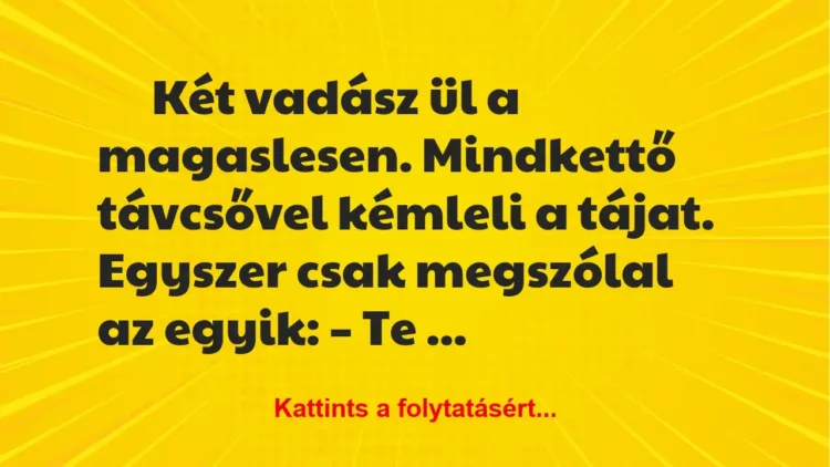 Vicc: Két vadász ül a magaslesen Vicc: Két vadász ül a magaslesen