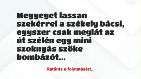 Vicc: Megyeget lassan szekérrel a székely bácsi, egyszer csak meglát az út … Vicc: Megyeget lassan szekérrel a székely bácsi, egyszer csak meglát az út …