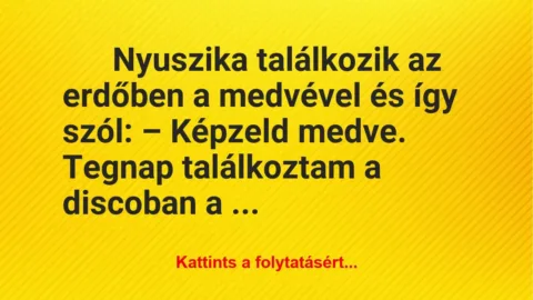 Vicc: Nyuszika találkozik az erdőben a medvével Vicc: Nyuszika találkozik az erdőben a medvével