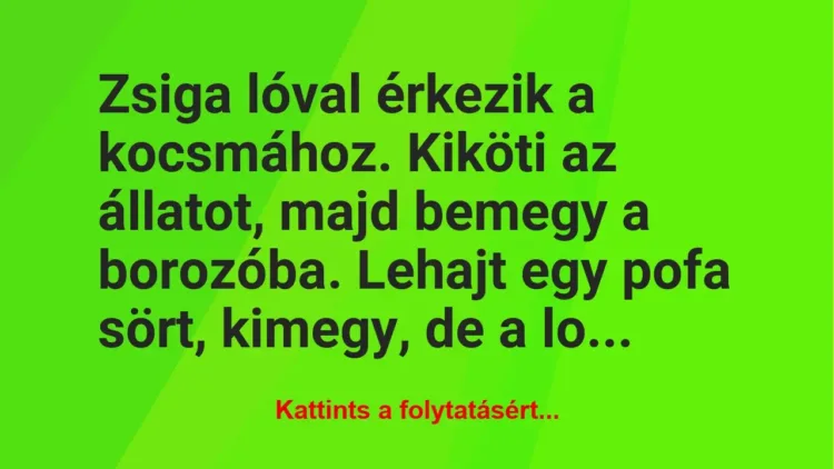 Vicc: Zsiga lóval érkezik a kocsmához – Vicc: Zsiga lóval érkezik a kocsmához –