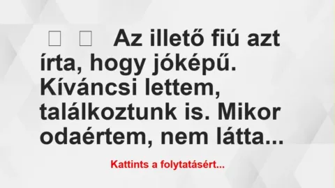 Vicces történet: 
	    	    


Az illető fiú azt írta, hogy jóképű….