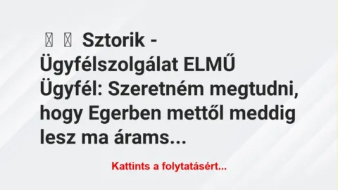 Vicces történet: 
	    	    Sztorik – Ügyfélszolgálat ELMŰ


Ügyfél: Szeretném…