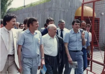 Budapest, Városliget, Kádár János a Petőfi Csarnok átadásakor, 1985-ben.