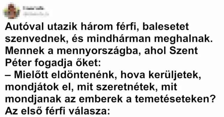 Vicc: Autóval utazik három férfi Vicc: Autóval utazik három férfi