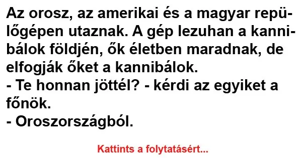 Vicc: Az orosz, az amerikai és a magyar repülőgépen utaznak Vicc: Az orosz, az amerikai és a magyar repülőgépen utaznak