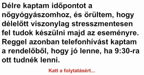 Vicc: Délre kaptam időpontot a nőgyógyászomhoz