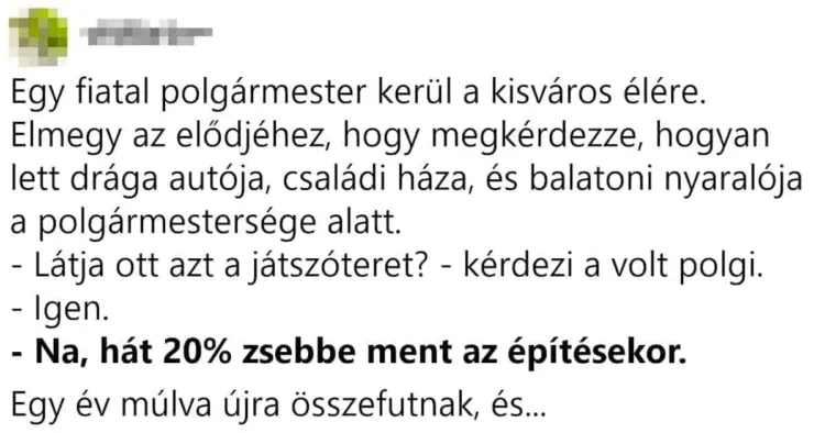 Vicc: Egy fiatal polgármester kerül a kisváros élére Vicc: Egy fiatal polgármester kerül a kisváros élére