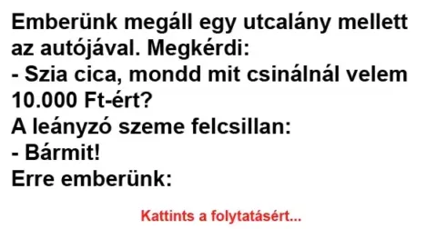 Vicc: Emberünk megáll egy utcalány mellett az autójával