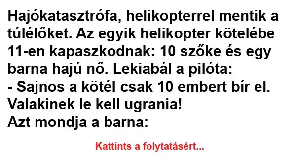 Vicc: Hajókatasztrófa, helikopterrel mentik a túlélőket Vicc: Hajókatasztrófa, helikopterrel mentik a túlélőket