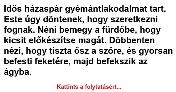 Vicc: Idős házaspár gyémántlakodalmat tart Vicc: Idős házaspár gyémántlakodalmat tart
