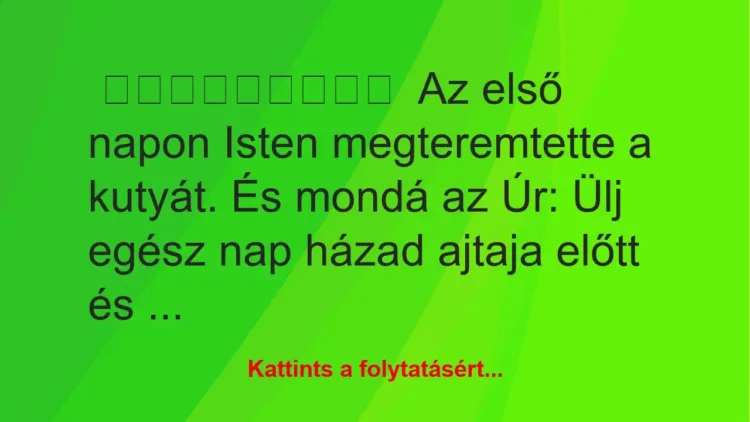 Az első napon Isten megteremtette a kutyát Az első napon Isten megteremtette a kutyát