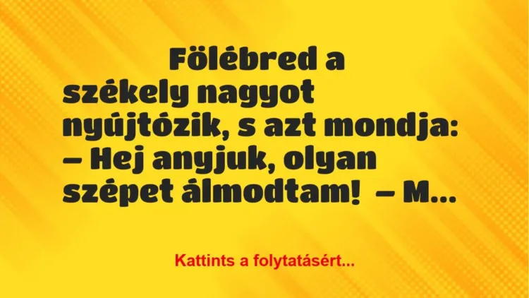 Fölébred a székely nagyot nyújtózik, s azt mondja Fölébred a székely nagyot nyújtózik, s azt mondja