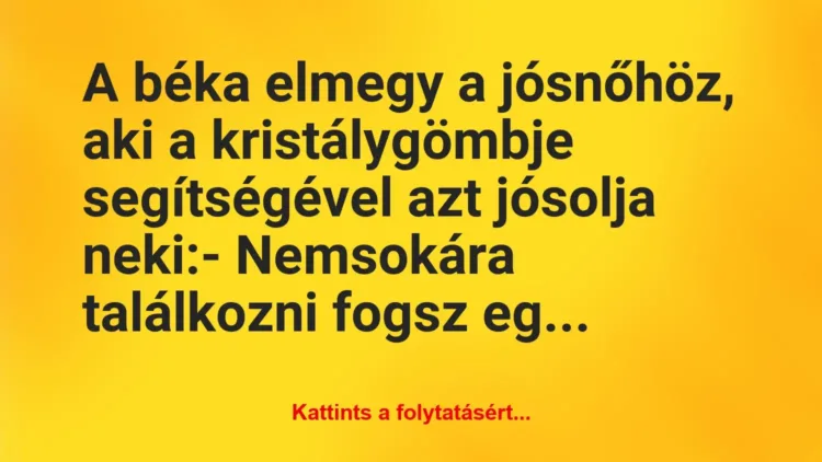 Vicc: A béka elmegy a jósnőhöz, aki a kristálygömbje segítségével azt… Vicc: A béka elmegy a jósnőhöz, aki a kristálygömbje segítségével azt…