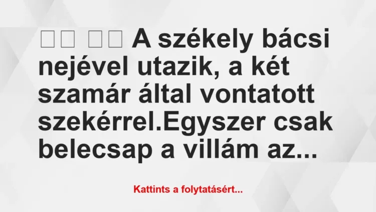 Vicc:
A székely bácsi nejével utazik, a két szamár… Vicc:
A székely bácsi nejével utazik, a két szamár…