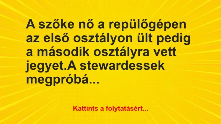 Vicc: A szőke nő a repülőgépen az első osztályon ült pedig a második osztály… Vicc: A szőke nő a repülőgépen az első osztályon ült pedig a második osztály…