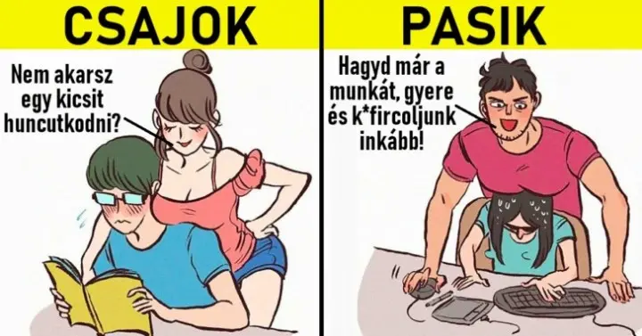 Ez a 16 illusztráció lerántja a leplet a nők és Férfiak és nők együttélésének különleges oldalai 16 illusztráción