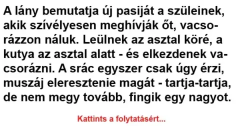 Vicc: A lány bemutatja új pasiját a szüleinek, akik szívélyesen…