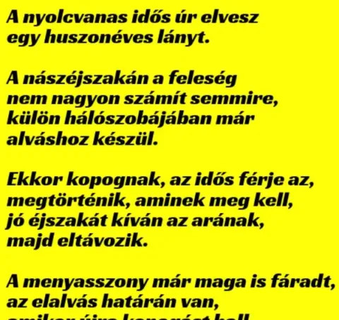 Vicc: A nyolcvanas idős úr elvesz egy huszonéves lányt