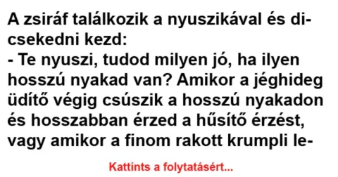 Vicc: A zsiráf találkozik a nyuszikával és dicsekedni kezd