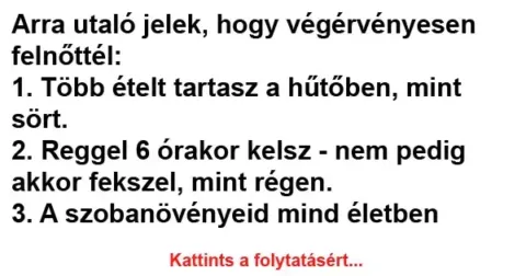 Vicc: Arra utaló jelek, hogy végérvényesen felnőttél