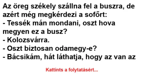 Vicc: Az öreg székely szállna fel a buszra