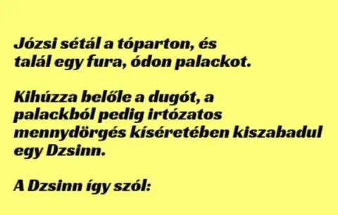 Vicc: Józsi kiszabadít egy Dzsinnt, aki felajánlja, hogy cserébe...
