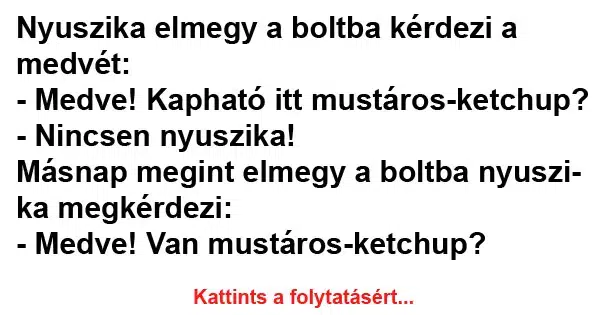 Vicc: Nyuszika elmegy a boltba kérdezi a medvét Vicc: Nyuszika elmegy a boltba kérdezi a medvét