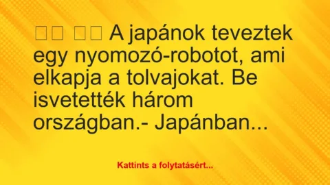 Vicc: 
		  
		  A japánok teveztek egy nyomozó-robotot, ami…