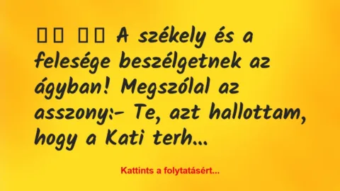 Vicc: 
		  
		  A székely és a felesége beszélgetnek az ágyban!…