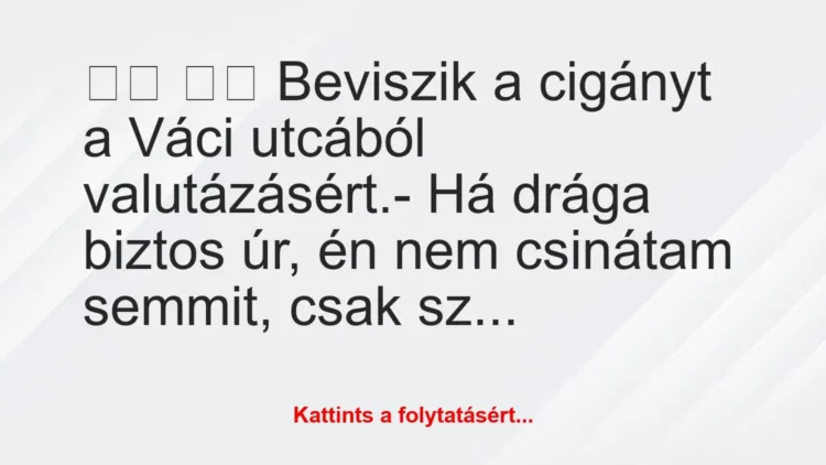 Vicc:
Beviszik a cigányt a Váci utcából… Vicc:
Beviszik a cigányt a Váci utcából…
