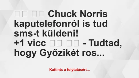 Vicc: 
		  
		  Chuck Norris kaputelefonról is tud sms-t…