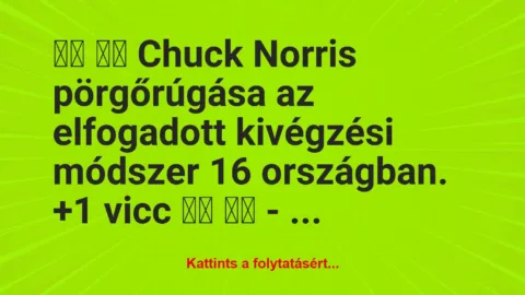 Vicc: 
		  
		  Chuck Norris pörgőrúgása az elfogadott kivégzési …