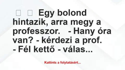 Vicc: 
	    	    Egy bolond hintazik, arra megy a professzor.


– Hany …