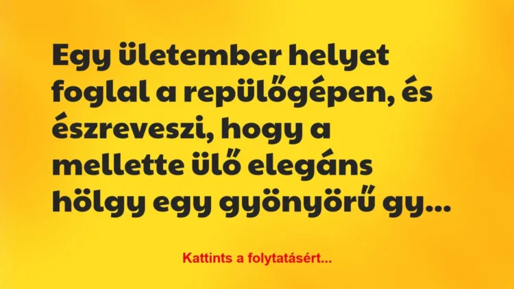 Vicc: Egy ületember helyet foglal a repülőgépen, és észreveszi, hogy a… Vicc: Egy ületember helyet foglal a repülőgépen, és észreveszi, hogy a…