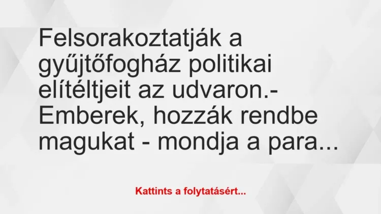 Vicc: Felsorakoztatják a gyűjtőfogház politikai elítéltjeit az… Vicc: Felsorakoztatják a gyűjtőfogház politikai elítéltjeit az…