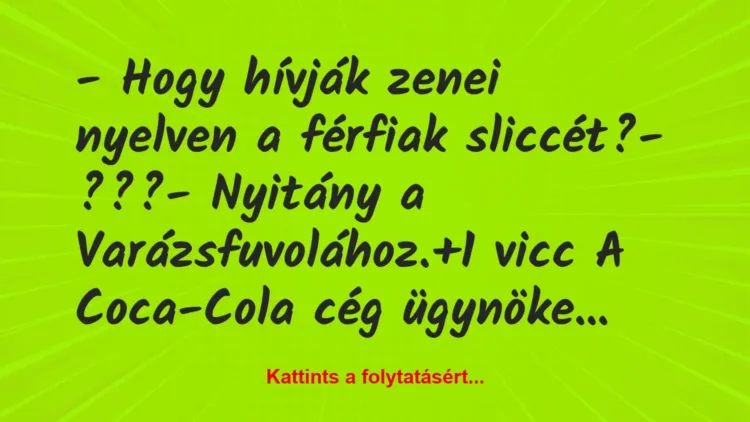 Vicc: – Hogy hívják zenei nyelven a férfiak sliccét?
– ???
-… Vicc: – Hogy hívják zenei nyelven a férfiak sliccét?
– ???
-…