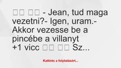 Vicc: 
		  
		  – Jean, tud maga vezetni?- Igen, uram.-…