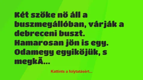 Vicc: Két szőke nő áll a buszmegállóban, várják a debreceni buszt. Hamarosan…
