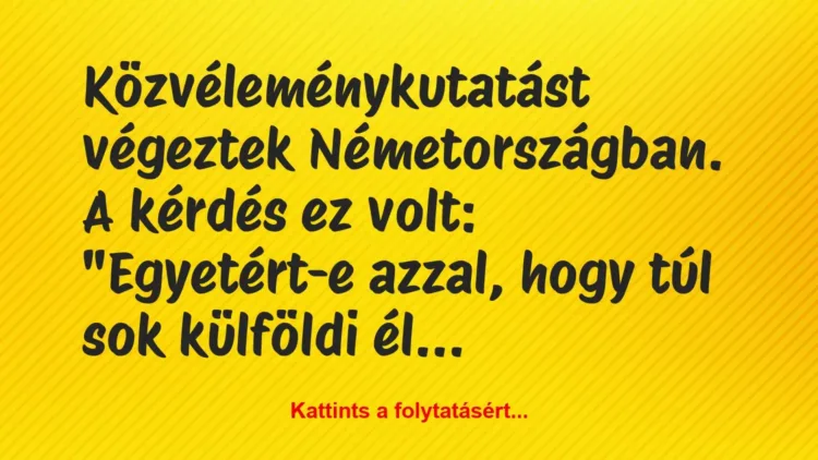 Vicc: Közvéleménykutatást végeztek Németországban. A kérdés ez volt:… Vicc: Közvéleménykutatást végeztek Németországban. A kérdés ez volt:…